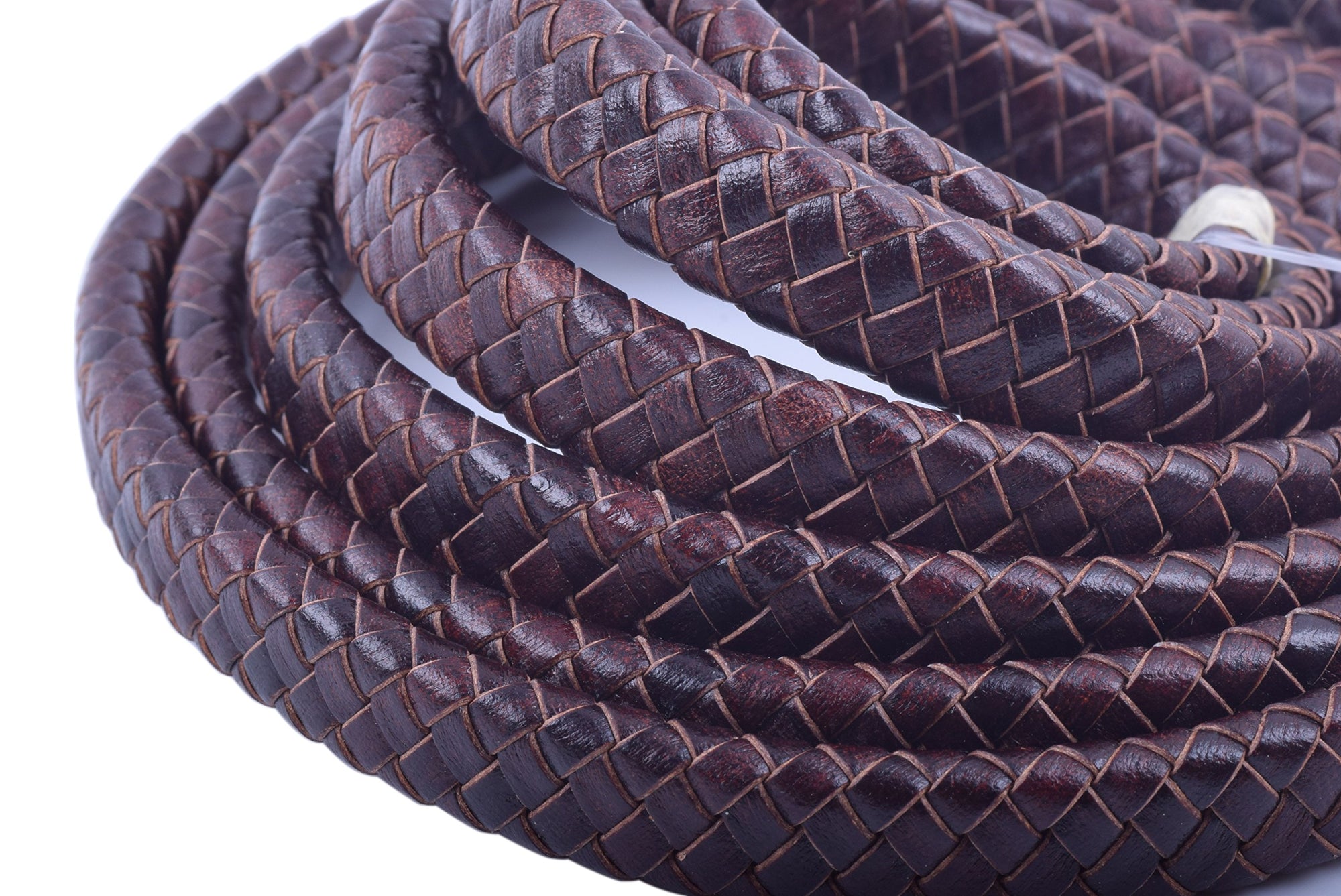 10 Meters Vintage Brown 10.0x5.0mm Braided Leather Cord