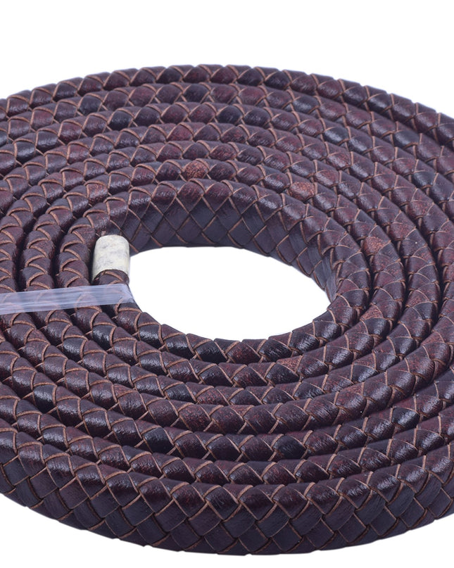 10 Meters Vintage Brown 10.0x5.0mm Braided Leather Cord