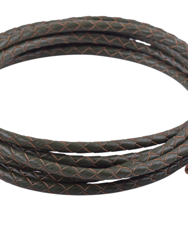 KONMAY 20 Yards 4.0mm Braided Real Leather Cord for Jewellery Making, Crafting, Bolo Cord for Bracelets, Necklace Making
