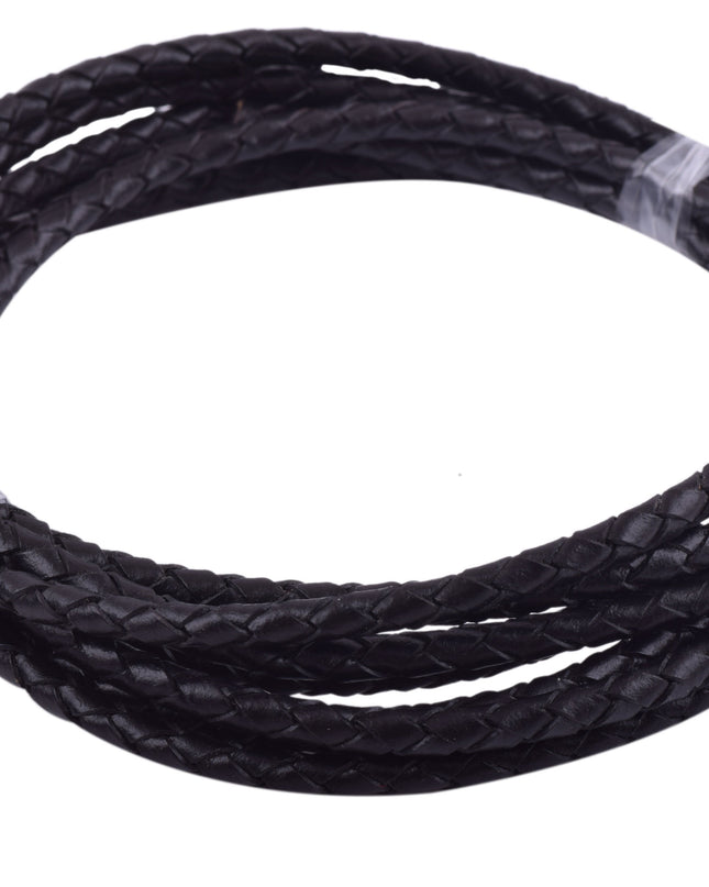 KONMAY 20 Yards 4.0mm Braided Real Leather Cord for Jewellery Making, Crafting, Bolo Cord for Bracelets, Necklace Making