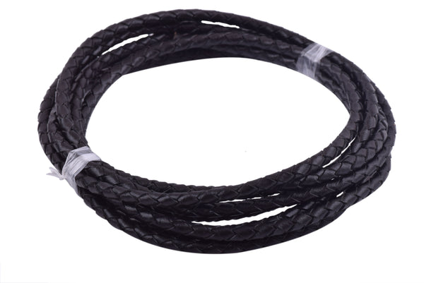 KONMAY 20 Yards 4.0mm Braided Real Leather Cord for Jewellery Making, Crafting, Bolo Cord for Bracelets, Necklace Making