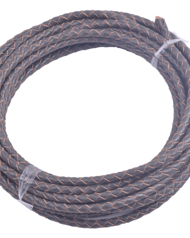 KONMAY 20 Yards 4.0mm Braided Real Leather Cord for Jewellery Making, Crafting, Bolo Cord for Bracelets, Necklace Making