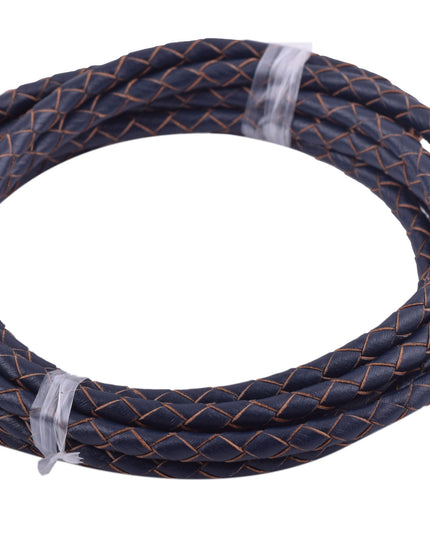 KONMAY 20 Yards 4.0mm Braided Real Leather Cord for Jewellery Making, Crafting, Bolo Cord for Bracelets, Necklace Making