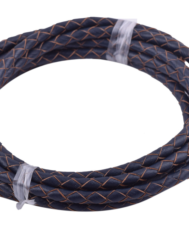 KONMAY 20 Yards 4.0mm Braided Real Leather Cord for Jewellery Making, Crafting, Bolo Cord for Bracelets, Necklace Making