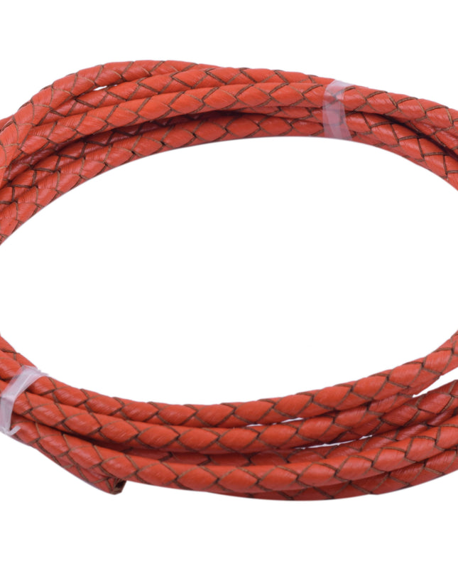 KONMAY 20 Yards 4.0mm Braided Real Leather Cord for Jewellery Making, Crafting, Bolo Cord for Bracelets, Necklace Making