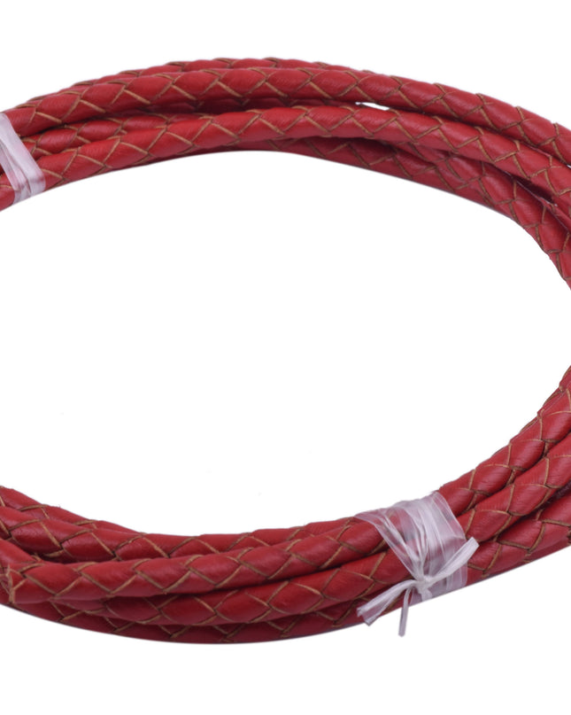 KONMAY 20 Yards 4.0mm Braided Real Leather Cord for Jewellery Making, Crafting, Bolo Cord for Bracelets, Necklace Making