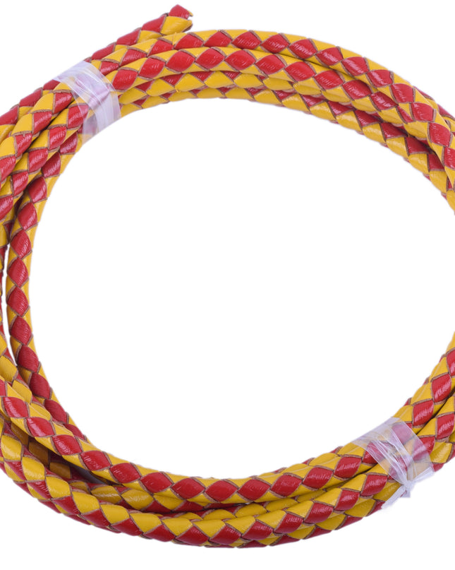 KONMAY 20 Yards 4.0mm Braided Real Leather Cord for Jewellery Making, Crafting, Bolo Cord for Bracelets, Necklace Making