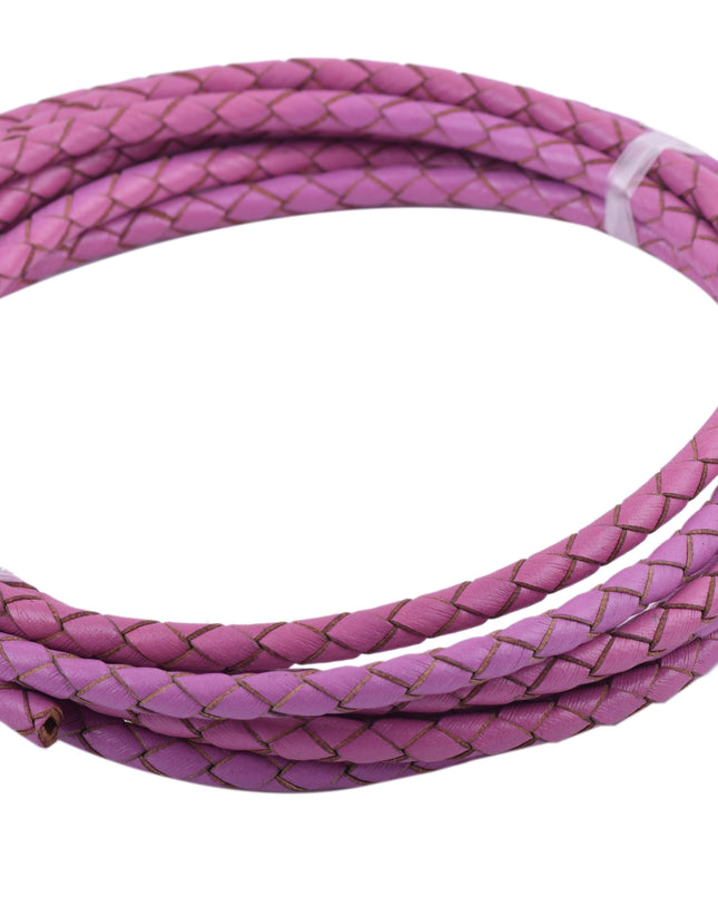 KONMAY 20 Yards 4.0mm Braided Real Leather Cord for Jewellery Making, Crafting, Bolo Cord for Bracelets, Necklace Making