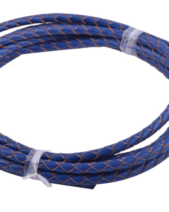 KONMAY 20 Yards 4.0mm Braided Real Leather Cord for Jewellery Making, Crafting, Bolo Cord for Bracelets, Necklace Making