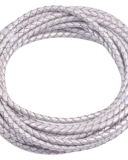 KONMAY 20 Yards 4.0mm Braided Real Leather Cord for Jewellery Making, Crafting, Bolo Cord for Bracelets, Necklace Making