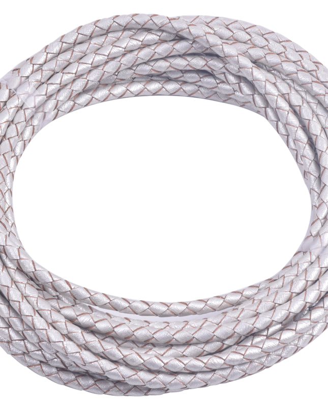 KONMAY 20 Yards 4.0mm Braided Real Leather Cord for Jewellery Making, Crafting, Bolo Cord for Bracelets, Necklace Making