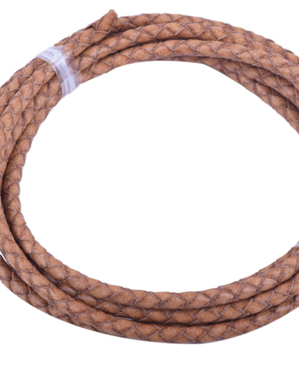 KONMAY 20 Yards 4.0mm Braided Real Leather Cord for Jewellery Making, Crafting, Bolo Cord for Bracelets, Necklace Making