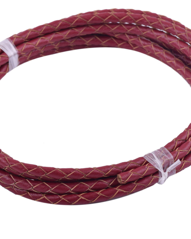 KONMAY 20 Yards 4.0mm Braided Real Leather Cord for Jewellery Making, Crafting, Bolo Cord for Bracelets, Necklace Making