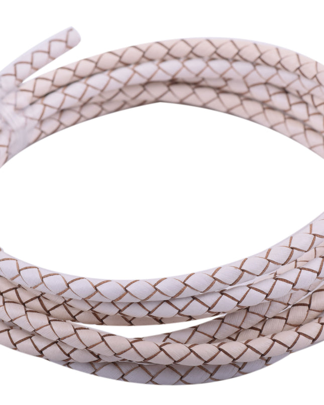 KONMAY 20 Yards 4.0mm Braided Real Leather Cord for Jewellery Making, Crafting, Bolo Cord for Bracelets, Necklace Making