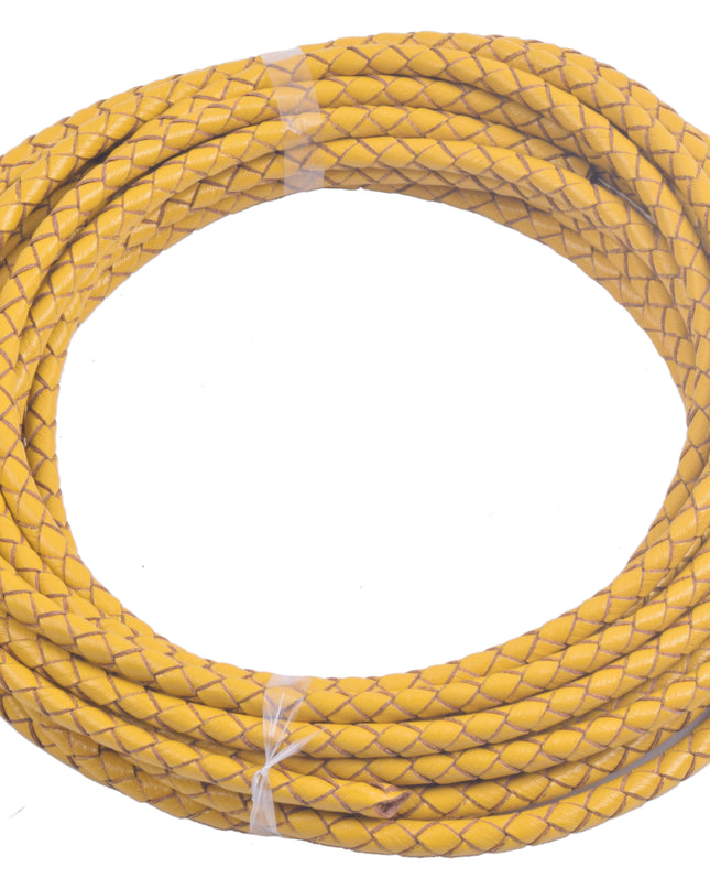 KONMAY 20 Yards 4.0mm Braided Real Leather Cord for Jewellery Making, Crafting, Bolo Cord for Bracelets, Necklace Making