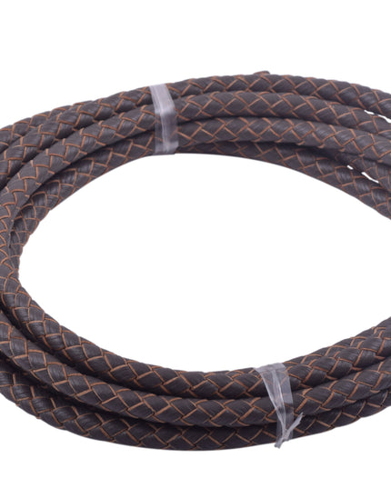 KONMAY 10 Yards 5.0mm Braided Leather Cord, Bolo Leather Cord for Jewellery Making