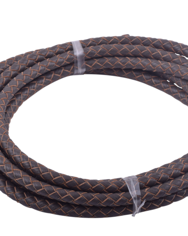 KONMAY 10 Yards 5.0mm Braided Leather Cord, Bolo Leather Cord for Jewellery Making