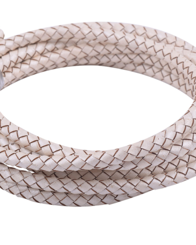 KONMAY 10 Yards 5.0mm Braided Leather Cord, Bolo Leather Cord for Jewellery Making