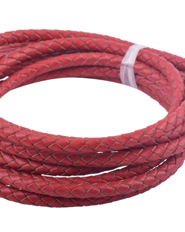 KONMAY 10 Yards 5.0mm Braided Leather Cord, Bolo Leather Cord for Jewellery Making