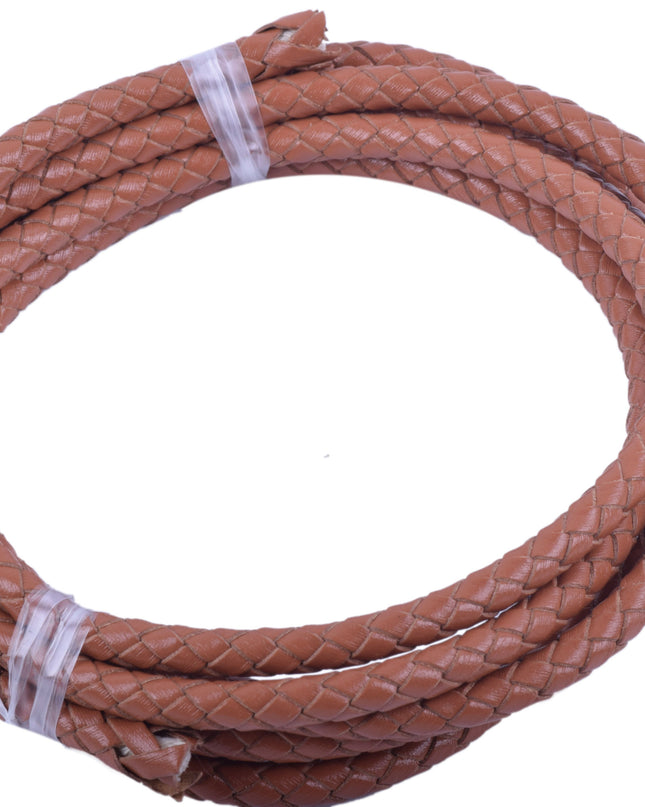 KONMAY 10 Yards 5.0mm Braided Leather Cord, Bolo Leather Cord for Jewellery Making