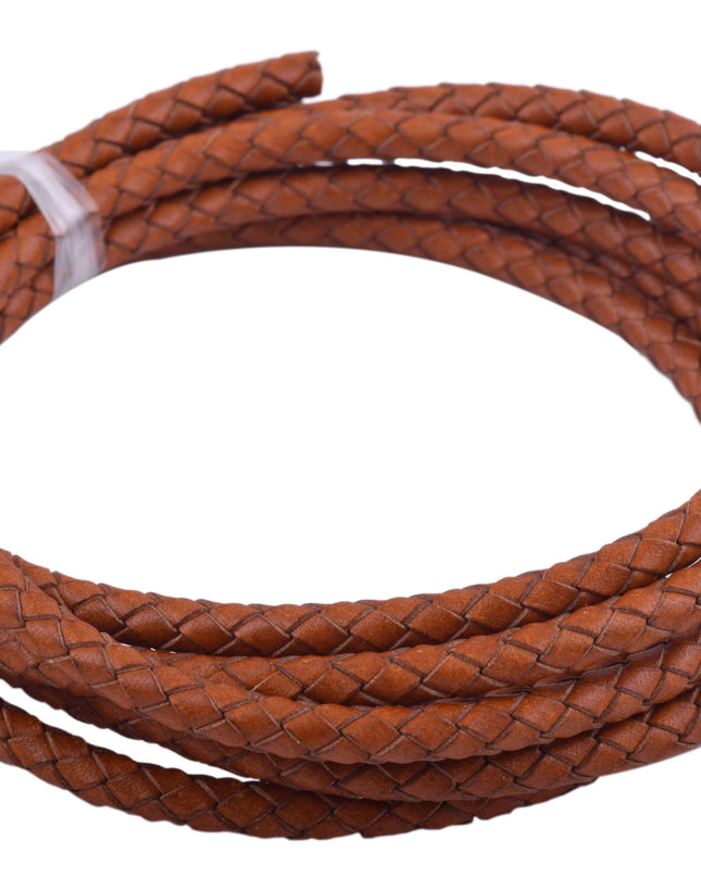 KONMAY 10 Yards 5.0mm Braided Leather Cord, Bolo Leather Cord for Jewellery Making
