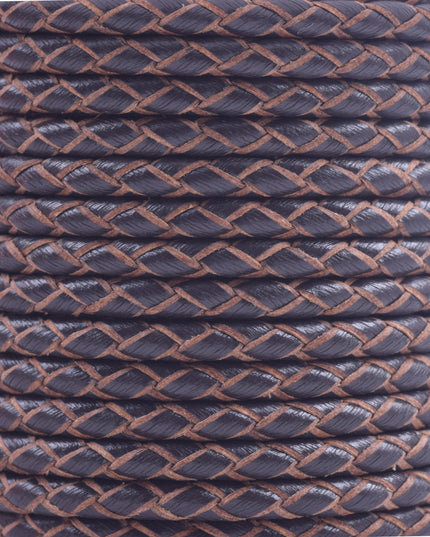 KONMAY 20 Yards 4.0mm Braided Real Leather Cord for Jewellery Making, Crafting, Bolo Cord for Bracelets, Necklace Making