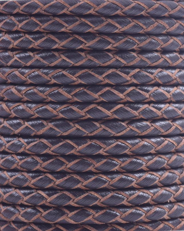 KONMAY 20 Yards 4.0mm Braided Real Leather Cord for Jewellery Making, Crafting, Bolo Cord for Bracelets, Necklace Making