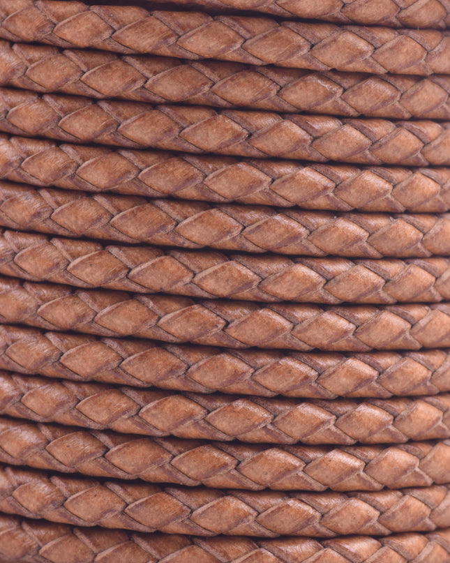 KONMAY 20 Yards 4.0mm Braided Real Leather Cord for Jewellery Making, Crafting, Bolo Cord for Bracelets, Necklace Making