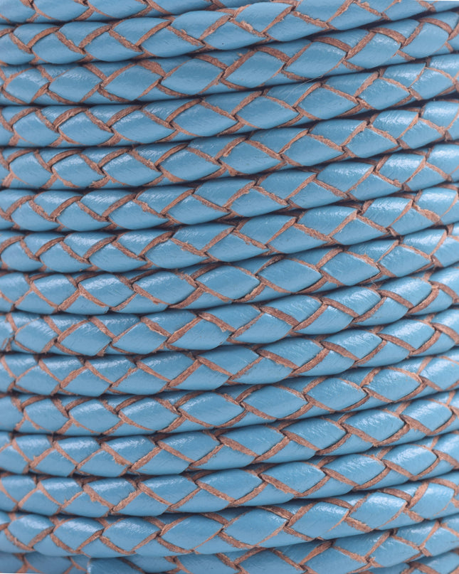 KONMAY 20 Yards 4.0mm Braided Real Leather Cord for Jewellery Making, Crafting, Bolo Cord for Bracelets, Necklace Making