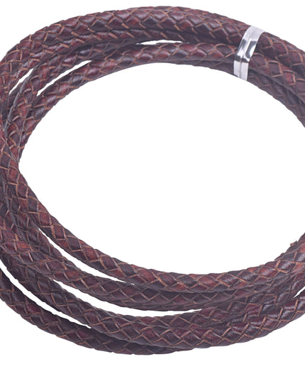 KONMAY 10 Yards 5.0mm Braided Leather Cord, Bolo Leather Cord for Jewellery Making