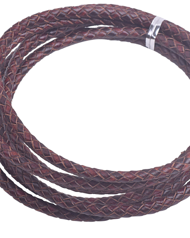 KONMAY 10 Yards 5.0mm Braided Leather Cord, Bolo Leather Cord for Jewellery Making