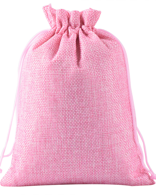 KONMAY Various Sizes and Colors of Drawstring Linen Burlap Gift Bags, Linen Jute Jewellery Pouches