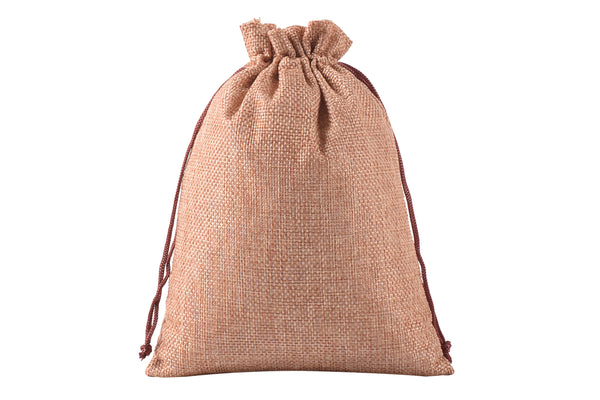 KONMAY Various Sizes and Colors of Drawstring Linen Burlap Gift Bags, Linen Jute Jewellery Pouches