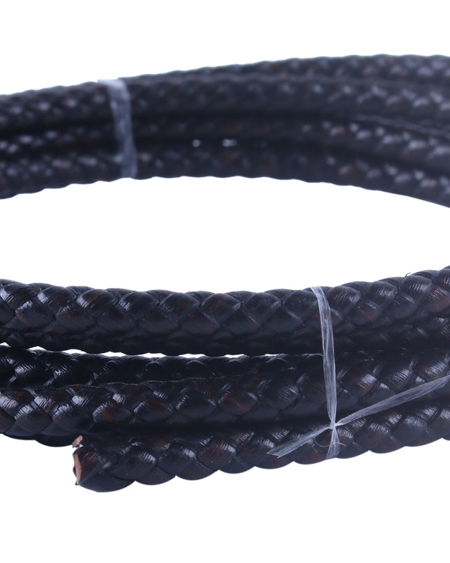 KONMAY 10 Yards 5.0mm Braided Leather Cord, Bolo Leather Cord for Jewellery Making