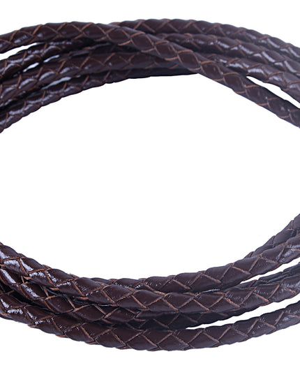 KONMAY 10 Yards 5.0mm Braided Leather Cord, Bolo Leather Cord for Jewellery Making