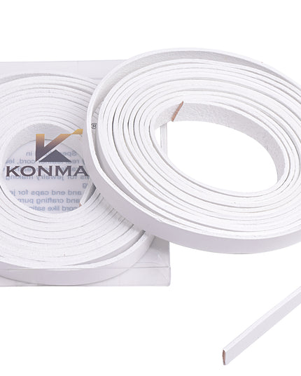 KONMAY 10 Meters 10.0x2.0mm White Soft Flat Genuine/Real Cowhide Leather Lacing Strips