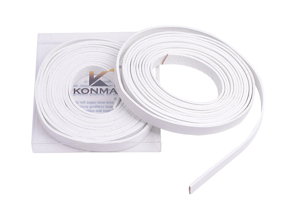KONMAY 10 Meters 10.0x2.0mm White Soft Flat Genuine/Real Cowhide Leather Lacing Strips
