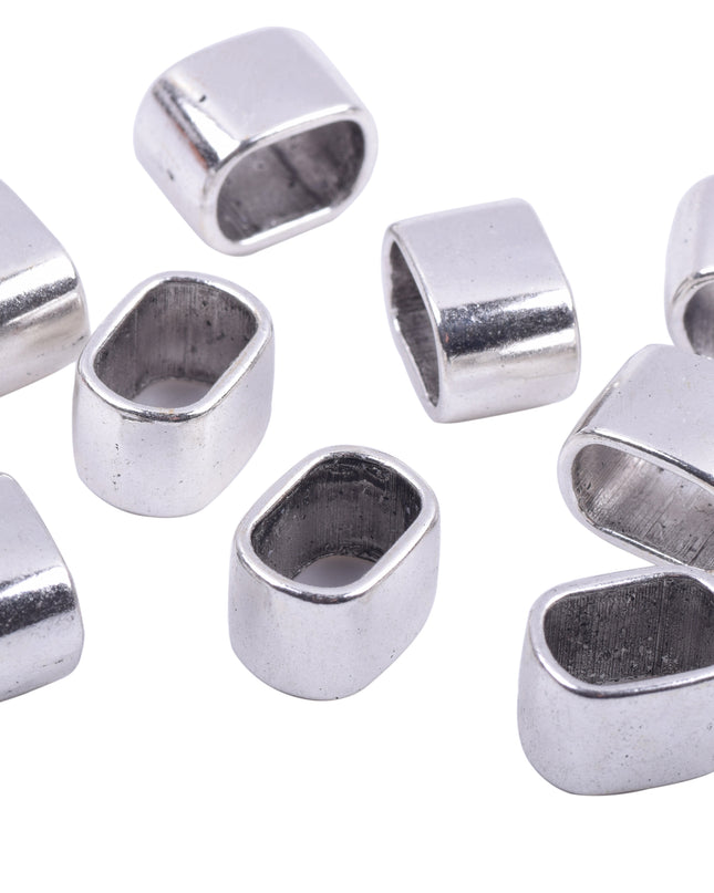 KONMAY 30pcs 10.3x7.0mm Slider Spacer Charms Beads for Licorice Leather, Jewelry Making
