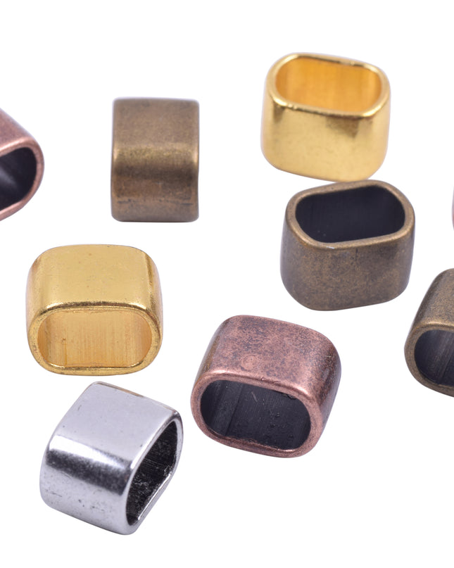KONMAY 30pcs 10.3x7.0mm Slider Spacer Charms Beads for Licorice Leather, Jewelry Making